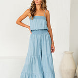 Denim Chambray Seersucker Jumpsuit