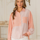 Terracotta + Ivory Button Down Breeze Shirt