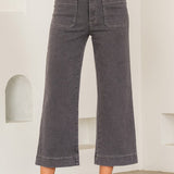 Charcoal Relax Wide Leg Crop Pant