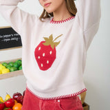 Strawberry Summer Contrast Trim Sweater