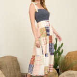 Denim Smock Patchwork Tiered Dress