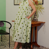 Sage Polka Dot Midi Dress