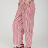 Berry Stripe Pocket Detail Wide Leg Pant