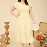 Go with the Flow Tiered Midi Dress | Light Yellow