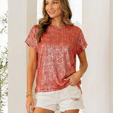Red Metallic Mood Blouse