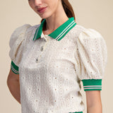 Masters Eyelet Puff Sleeve Blouse