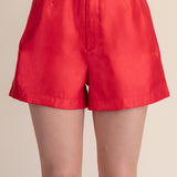 Red Shimmer Chic Shorts