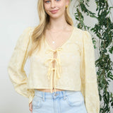 Butter Eyelet Lace Tie Front Top