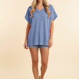 Mini Urban Rib V Neck with Wide Trim