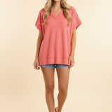 Mini Urban Rib V Neck with Wide Trim