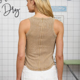 Washed Raw Edge Rib Knit Tank