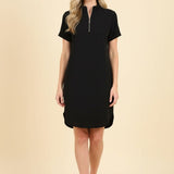 Black 1/4 Zip Scoop Hem Dress