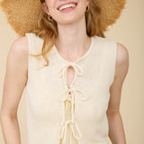 Cream Tie Front Vest