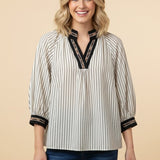 Cream Stripe Blouse with a Touch of Leo Yoke