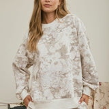 Grey Floral Wash Boxy Crew