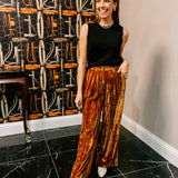 Camel Velvet Wide Pants