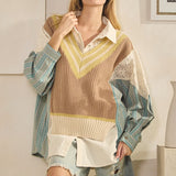 Plaid Stripe Mix Varsity Sweater Vest