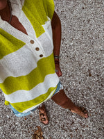 Off White + Lime Elemental V Neck