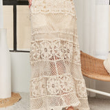 Trips in Taupe Crochet Maxi Skirt