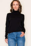 Turtleneck Long Sleeve Button Cuff Detail Sweater