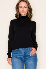 Turtleneck Long Sleeve Button Cuff Detail Sweater