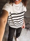 Black & White Stripe Mock Neck Tank Sweater