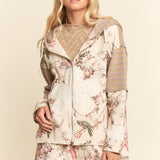 Cream Boho Elegance Floral Zip Jacket