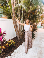 Mocha Crinkle Wavy Zebra Print Pant