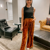 Camel Velvet Wide Pants