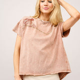 Broncin' Washed Brown Embroidered Tee