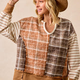 Rust + Dark Mocha Plaid Mix & Match Pullover