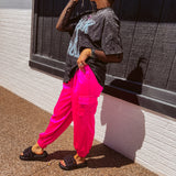 Hot Pink Satin Jogger Pants