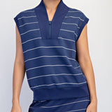 Smoky Navy + Cream Stripe Athleisure Tank