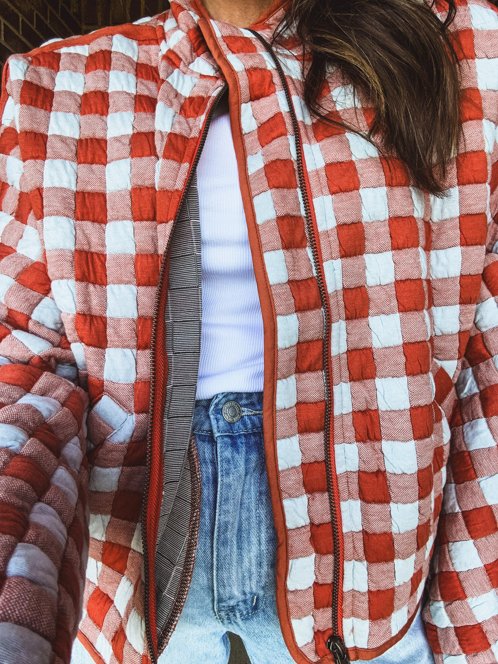 Orange + Blue Quilted Jacket