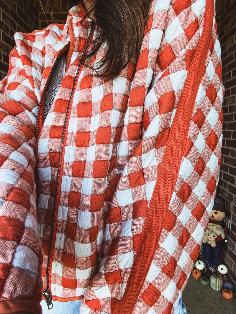 Orange + Blue Quilted Jacket