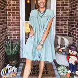 Sage Washed Ruffle Tiered Dress
