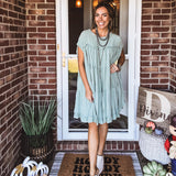 Sage Washed Ruffle Tiered Dress