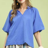 Ocean Scallop Hem Texture Blouse