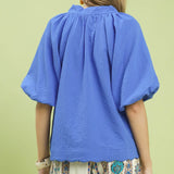 Ocean Scallop Hem Texture Blouse