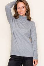 Turtleneck Long Sleeve Button Cuff Detail Sweater