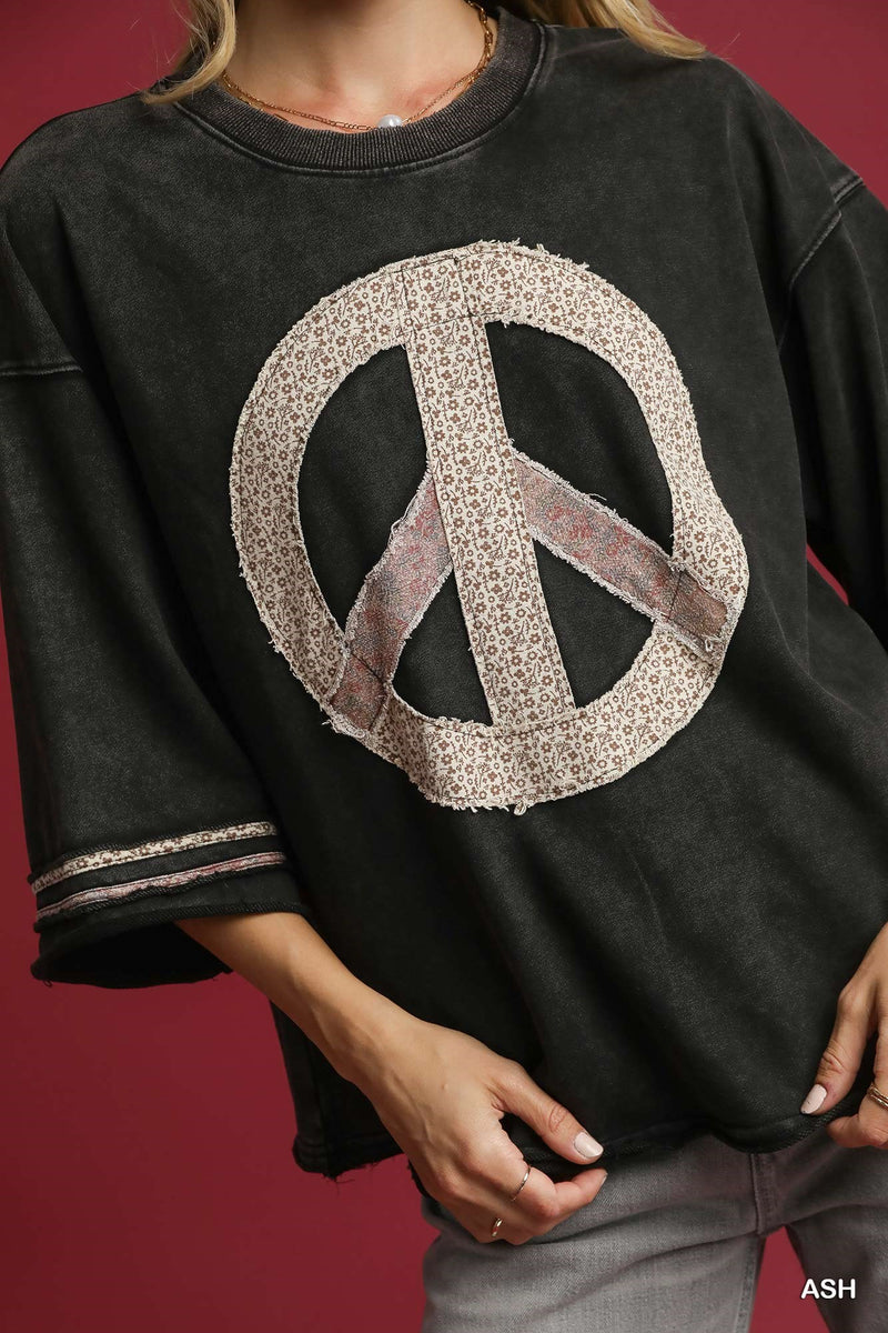 Ash Mineral Wash Vintage Peace 3/4 Sleeve