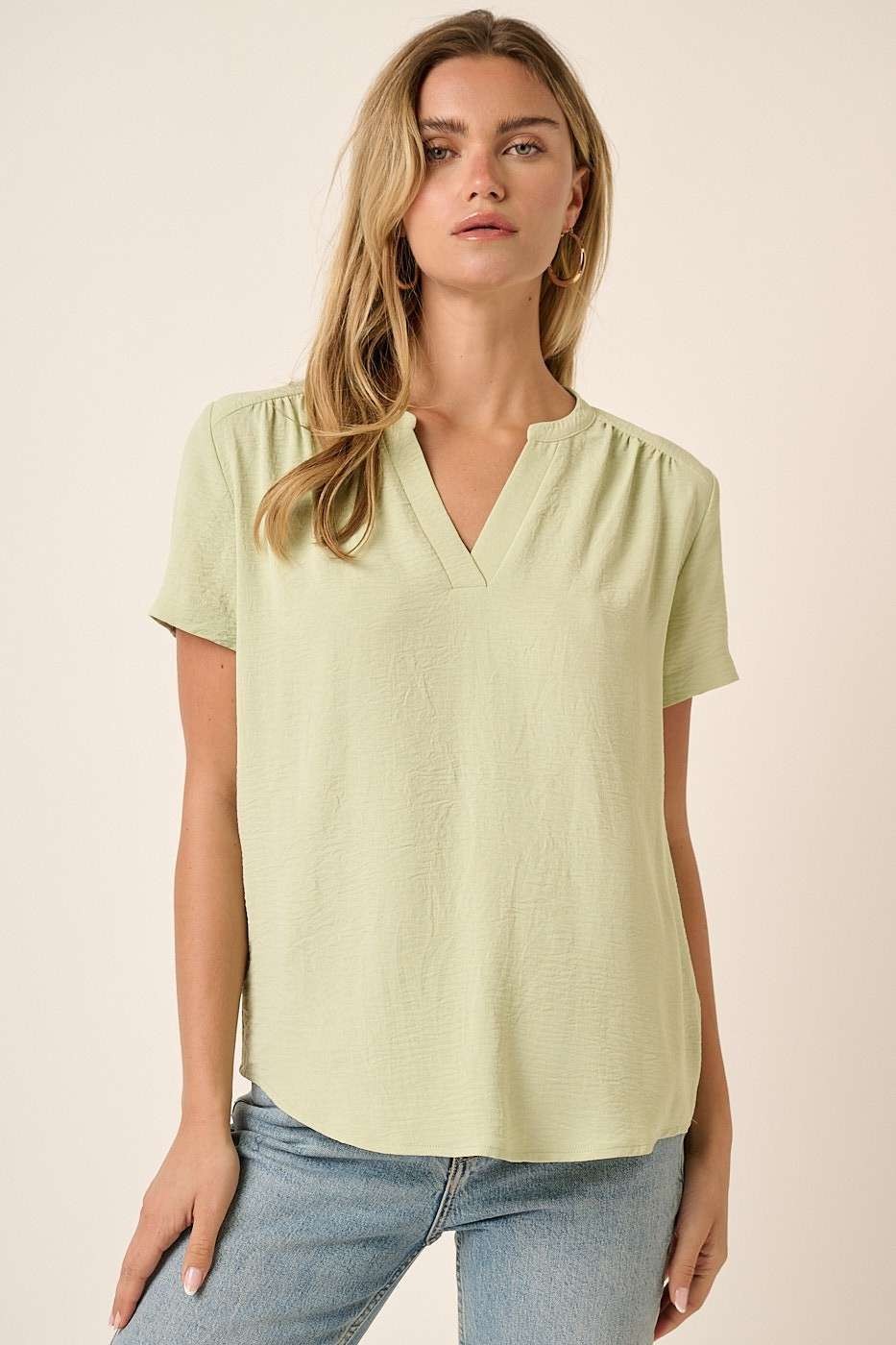 V Neck Mandarin Collar Dolman
