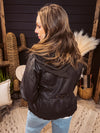 Chocolate Faux Leather Jacket with Pleated Waist