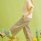 Latte + Cream Stripe Mix Easy Wear Pant