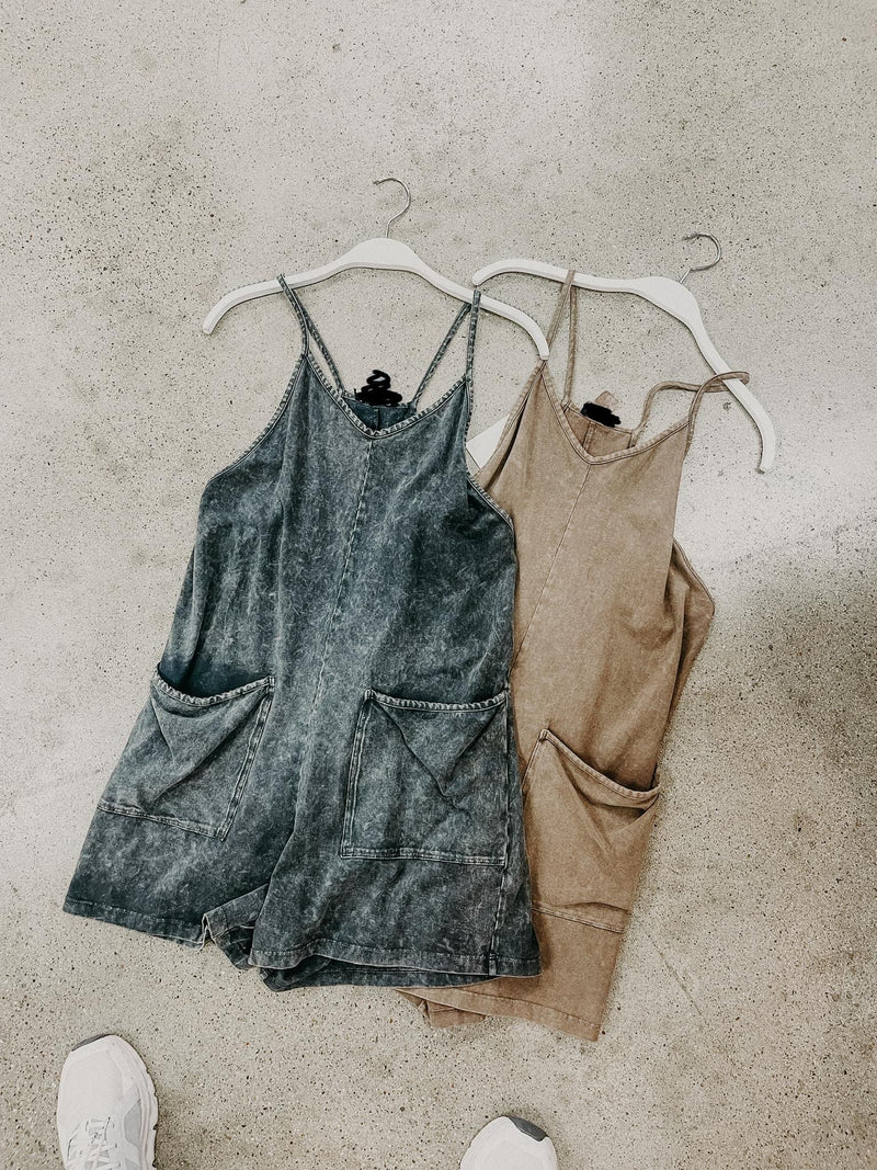 Brown Mineral Wash Romper