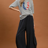 Navy Barrel Elastic Waist Pant