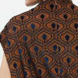 Rust + Blue Velvet Winding Down Cap Sleeve Blouse