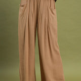 Latte Linen Stripe Wide Leg Pant