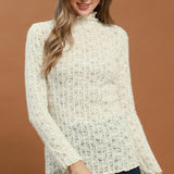 Texture Lace Mock Neck Long Sleeve Layering Top