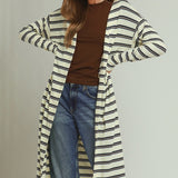 Cozy Queen Stripe Long Cardigan